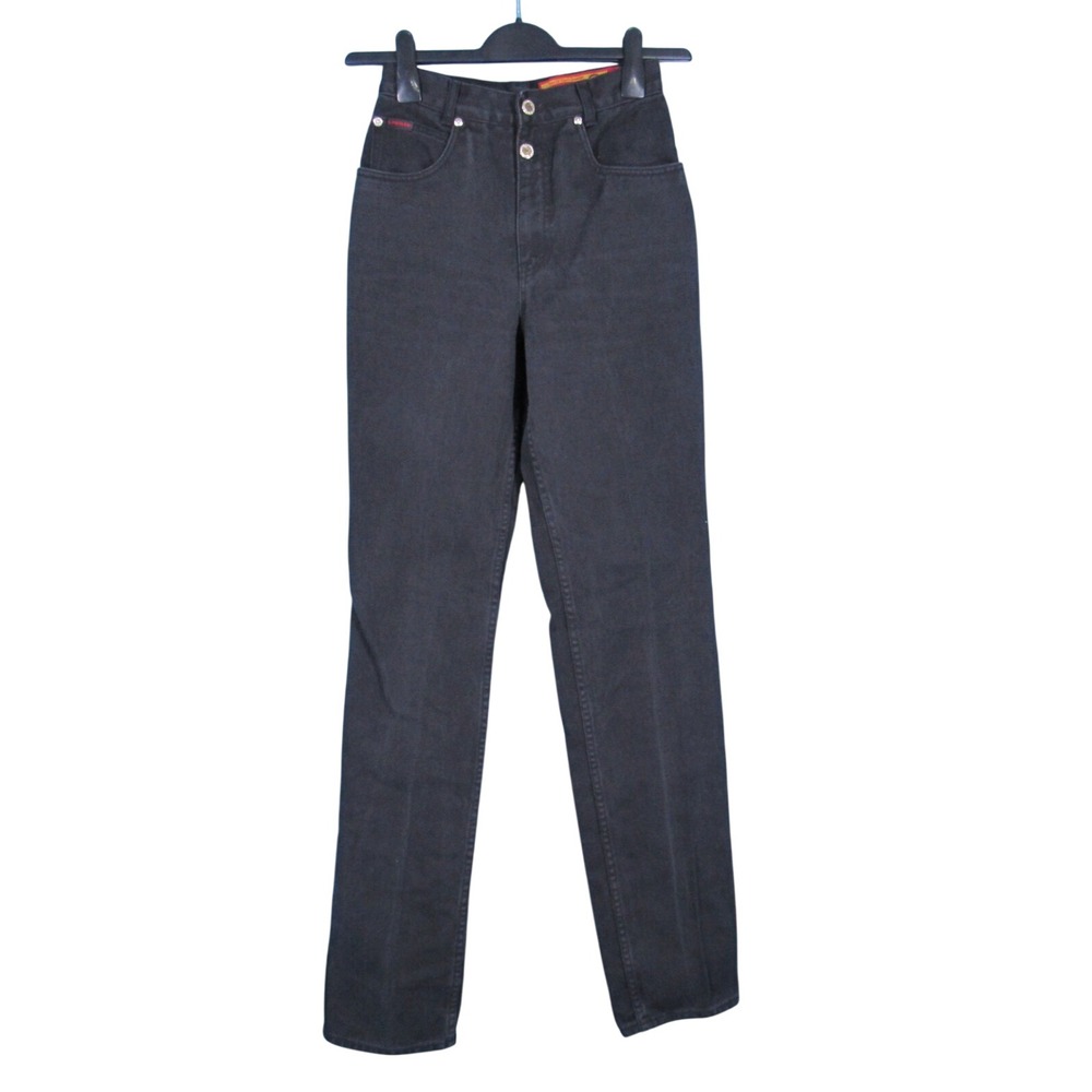 VTG LAWMAN Black Denim SLIM FIT High-Rise BOOTCUT Western JEANS Sz 7 Waist 23"